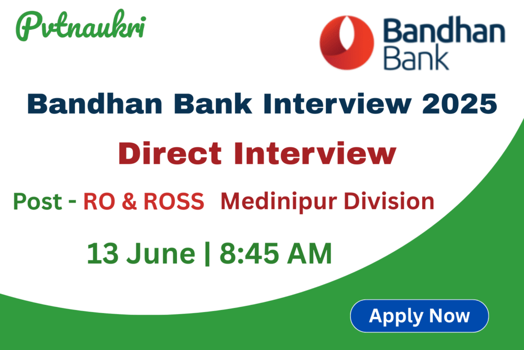 Bandhan Bank Recruitment 2025 – RO & ROSS Interview Medinipur Division