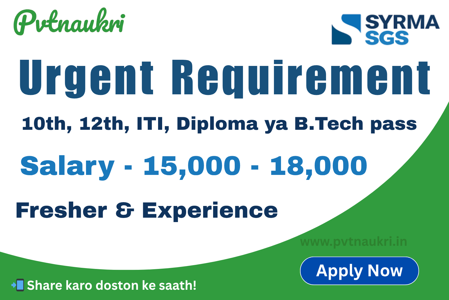 Syrma SGS Technology Limited Job Vacancy – MaleFemale Apply Now